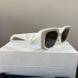 Prada White Large Frame Sunglasses